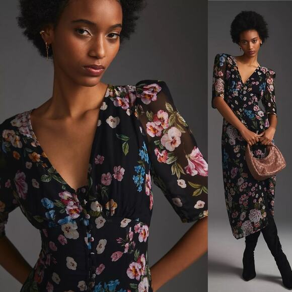 Maeve Puff-Sleeve Midi Dress Floral - Picture 12 of 12
